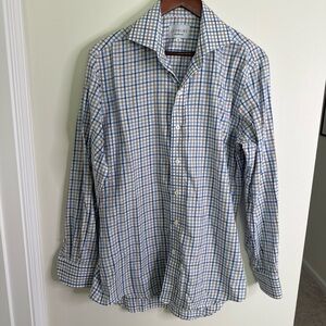 Ledbury Blue and Green Plaid Dress Shirt - Men's